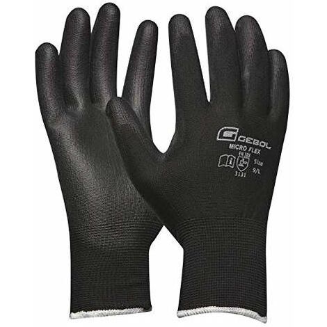 Guanti da Lavoro Gebol Micro Flex - Poliestere Nero - Taglia 9