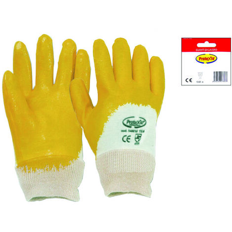 Guanti da lavoro impregnato in NBR - colore giallo - 12 paia - Taglia: 8