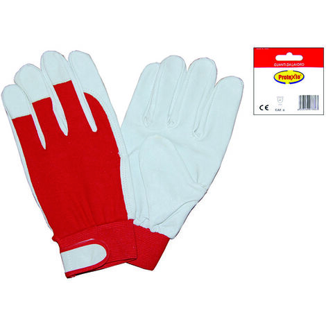 Guanti da lavoro in maialino dorso cotone rosso - tg. 8