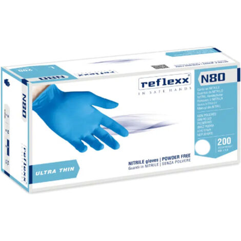 OROBICA STORE Guanti da lavoro in nitrile Reflexx N80B ultra sottile - S - Celeste