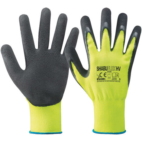 Guanti da Lavoro in Nylon e Lattice Giallo Fluo e Nero FERWORK - Taglia 10