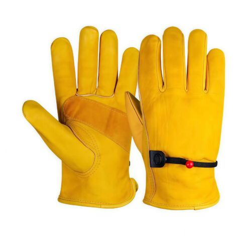Guanti da lavoro in pelle pieno fiore con polsini, robusti guanti da giardinaggio unisex adatti per lavori in terrazza, in fattoria e in moto, taglia XL, dimensioni 24 x 17,5 x 2,3 cm.
