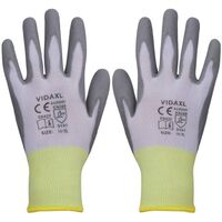 Guanti da Lavoro in PU 24 Paia Bianco e Grigio Misura 10/XL