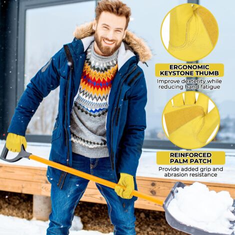 Guanti da lavoro isolanti da uomo, guanti da lavoro invernali in pelle resistenti all'usura per il freddo