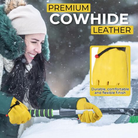 Guanti da lavoro isolanti da uomo, guanti da lavoro invernali in pelle resistenti all'usura per il freddo