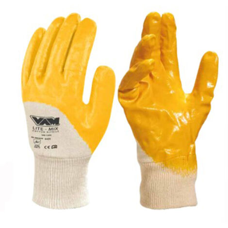 GUANTI DA LAVORO "LITE MIX" COTONE SPALMATO IN NITRILE GIALLO 12 PAIA L-XXL MED, "XXL"