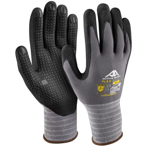 TOOLTEK GUANTI DA LAVORO NITRILE ANTISCIVOLO TRASPIRANTI NERO TG. 8M-9L-10XL ACTIVE GEAR, " 8/M "