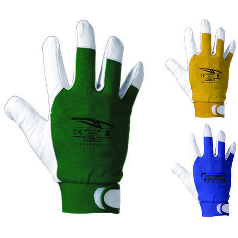 Guanti da lavoro pelle fiore ovina dorso cotone - tg. 8 verde