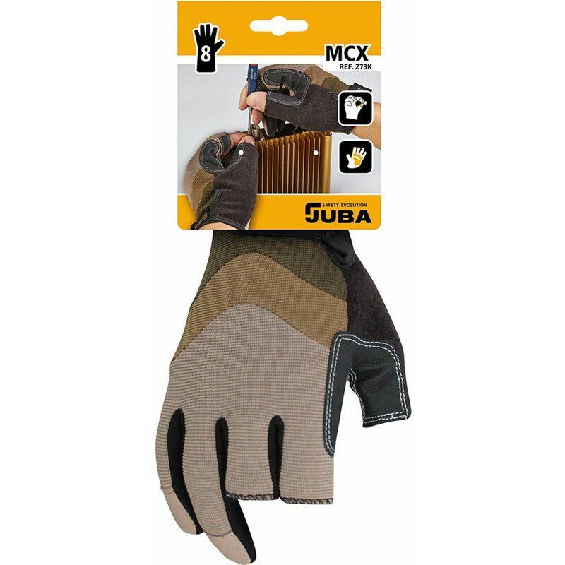 Image of Guanto da lavoro tattile a 3 dita aperto in pelle sintetica / spandex taglia 10 Juba