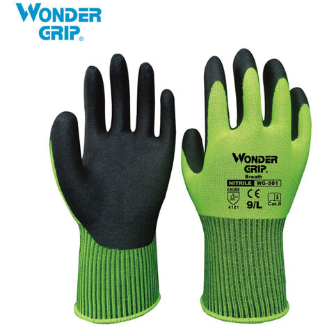 Wonder Grip Universal Work Gloves with 13-Gauge Nylon Liner & Nitrile Foaming Coating Abrasion-proof Gardening Gloves