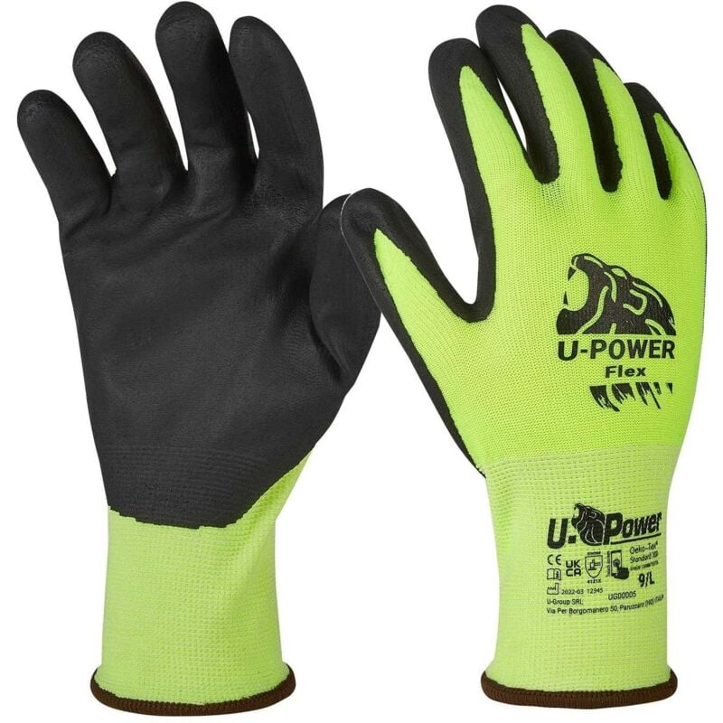 Image of U-power - Guanti da Lavoro UPower Flex Verde Fluo, misura: 8 Giallo Fluo