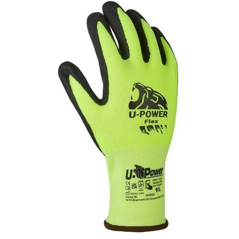 Guanti da Lavoro UPower Flex Verde Fluo/Nero - UG00005 - size 9