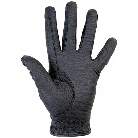Guanti equitazione in pelle sintetica per adulti traspiranti con interno in pile modello Grip : XL, nero 9100