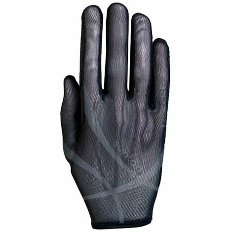 Guanti equitazione Laila estivo in maglia suntan leggero e arioso per un'ottima presa sulle redini: 6,5, Nero
