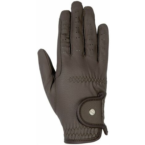 Guanti equitazione traspiranti in pelle sintetica per adulti modello Grip: XXL, nero 9100