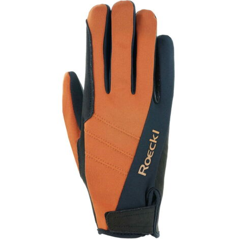 Guanti equitazione unisex modello Wisbech con softshell a triplo strato e inserto scamosciato: 7, Ambra