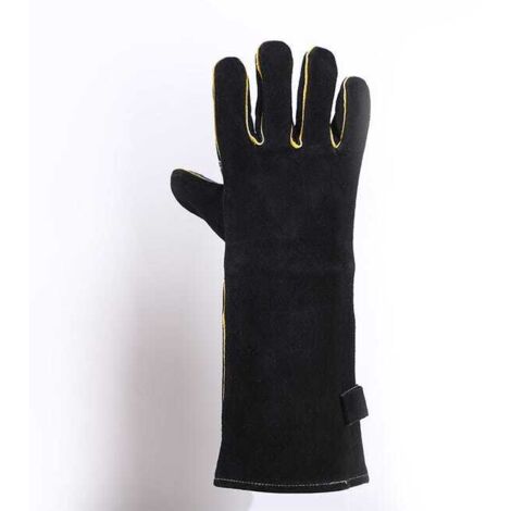 Guanti estremamente resistenti al fuoco e al calore, in pelle con cuciture in Kevlar, perfetti per caminetti, stufe, forni, griglie, saldatura, barbecue, saldatura MIG, 35 cm