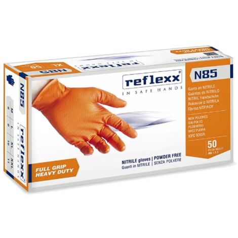 OROBICA STORE GUANTO NITRILE MONOUSO ARANCIO N85 REFLEXX - GR 8,4 AQL 1,5 SENZA POLVERE CF=PZ 50 M