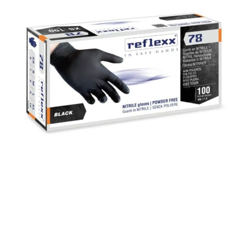 OROBICA STORE Guanti in nitrile monouso Reflexx R78 neri senza polvere - L - Nero
