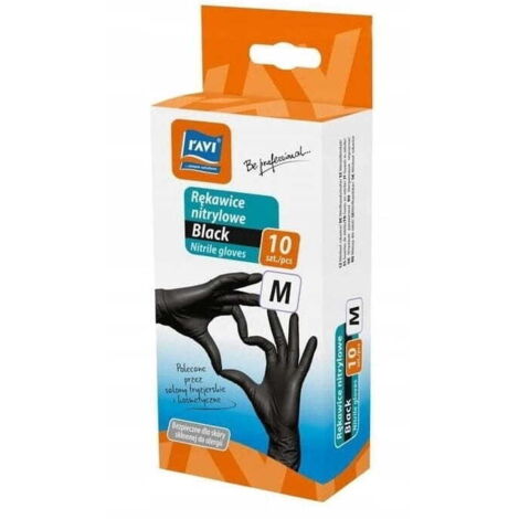 Guanti in nitrile neri, 10 pezzi, resistenti "M"
