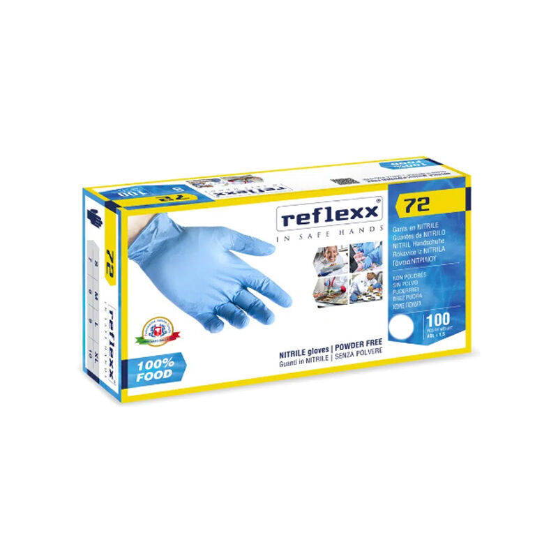 Image of Reflexx - Guanti in nitrile R72 Food Line senza polvere - l - Celeste - Celeste