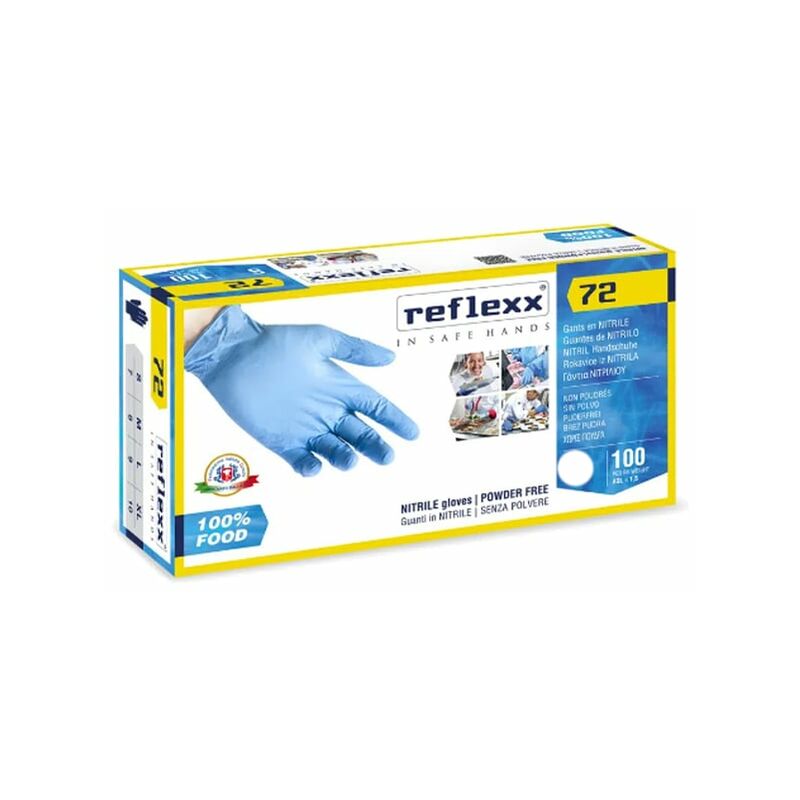 Image of Reflexx - Guanti in nitrile R72 Food Line senza polvere - m - Celeste - Celeste