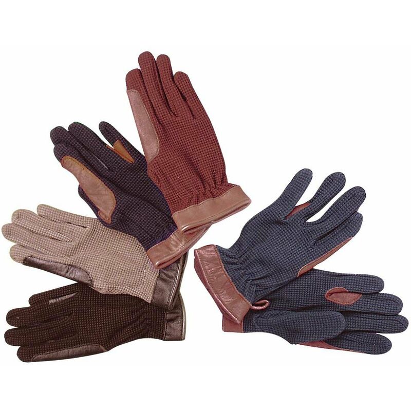 Guanti in pelle con palmo in cotone elasticizzato