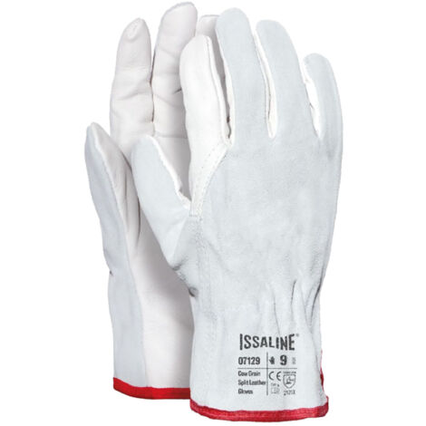 Guanti in pelle fiore Industrial Starter 07129 bianchi con dorso in crosta - 9 (L) - Bianco