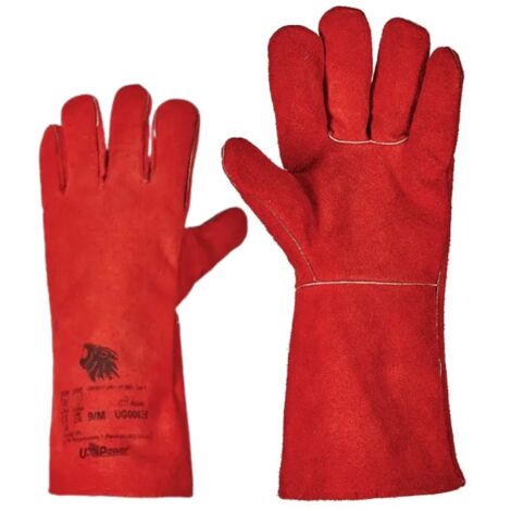 Guanti In Pelle Rossa da Saldatore UPower Flame Rosso XL