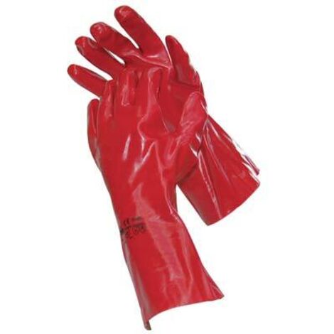 GUANTI IN PVC ROSSI ANTIACIDO GUANTI DI  PROTEZIONE PEZZI 2