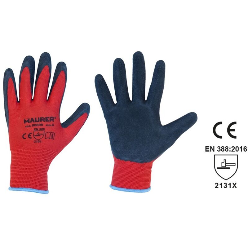 Guanti nylon rosso gripflex TG.8