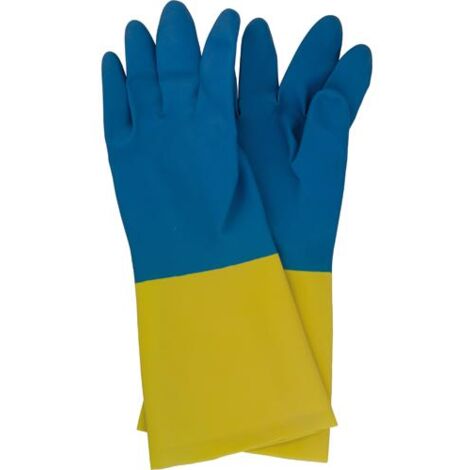 GUANTI LAVORO LATTICE NEOPRENE TG. 7""" MAURER GIALLO-BLU