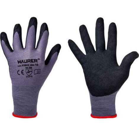 GUANTI LAVORO NITRILE NERO NYLON SOTTILE TG. 11 MAURER - CF.CAVALIER