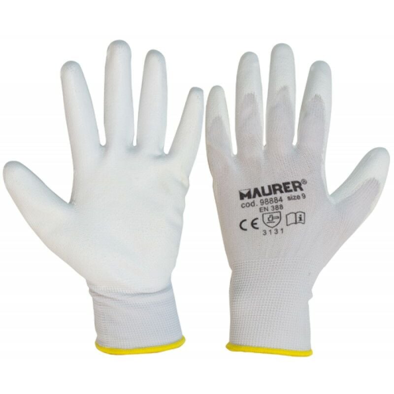 Image of Maurer - guanti lavoro poliuretano bianco seattle tg. 8 cf. cavaliere'