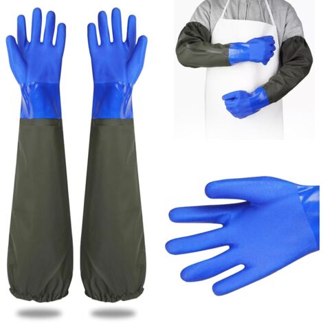 Guanti lunghi in gomma Protezione chimica Impermeabile Pulizia del laghetto (1 paio, 70 cm)