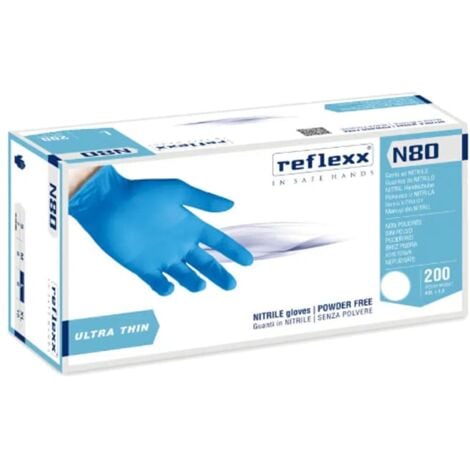 OROBICA STORE Guanti monouso da lavoro in nitrile Reflexx N80B ultra sottile - M - Celeste