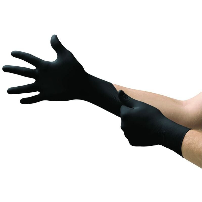 Image of Guanti monouso in nitrile, senza lattice e senza polvere, multiuso, per contatto alimentare, protezione medica e industriale, monouso, neri, taglia s