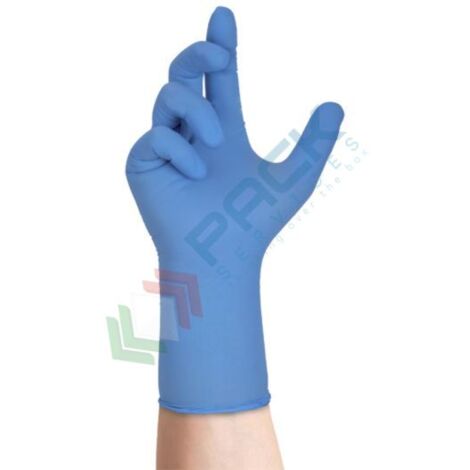 GUANTI NITRILE MONOUSO AZZURRO SPESSORE 0.8 SENZA POLVERE TG M 100 PZ  ICOGUANTI