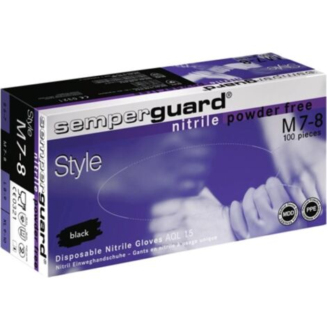 Guanti monouso, temperguard in nitrile stile taglia S, nitrile nero 100 pz/scatola