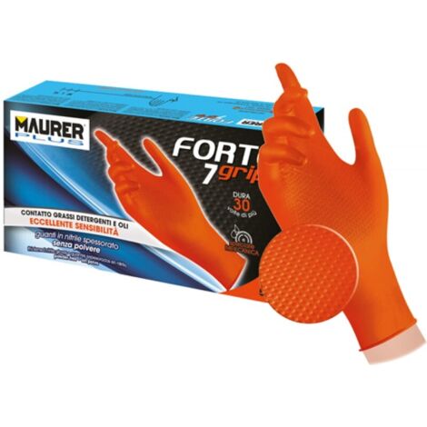 GUANTI NITRILE SPESSORATI FORTE 7 GRIP TG.L MAURER PLUS CF.50PZ