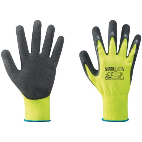 Guanti Nylon/Lattice Giallo Fluo/Nero Tg. 9 - 12 Pa