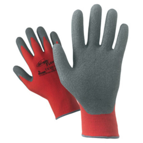 GUANTI NYLON/LATTICE ROSSO/GRIGIO TG. 8- 12,0 paia