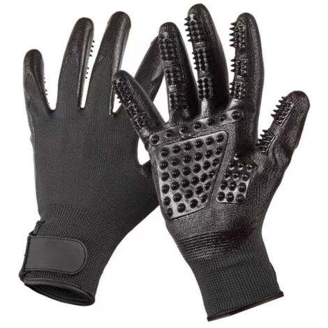 Guanti per bellezza per animali domestici, Guanti per la cura del gatto Guanti in silicone Spazzola per gatti, bagno e massaggio per cani e gatti (nero)