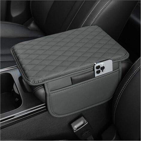 Guanti per bracciolo auto migliorati, guanti per bracciolo in pelle microfibra, borsa portaoggetti per auto con 2 tasche, accessorio universale per interni auto, adatto a berline, SUV e camion (grigio