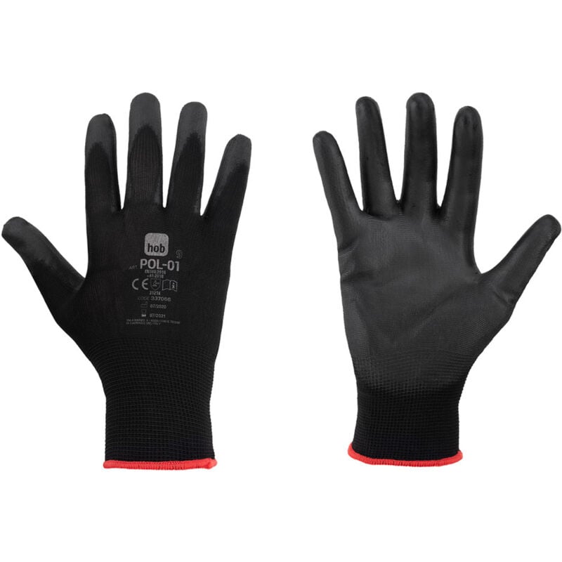 Image of Guanti poliestere/poliuretano 'special hob pol-01' tg. 9 - colore nero (12 coppie) NERI