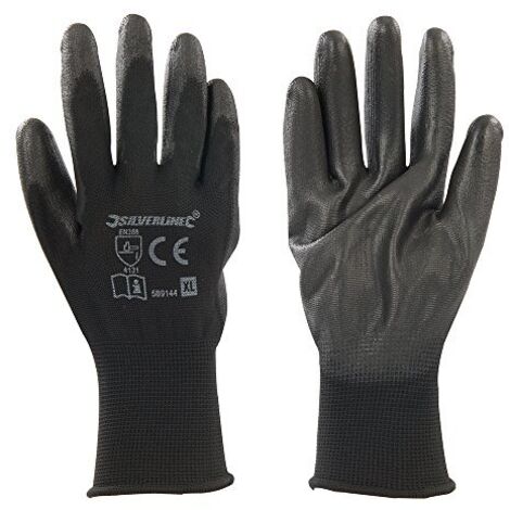 Guanti PU con palmo rinforzato neri fodera interna in nylon silverline-XL 10 / nero