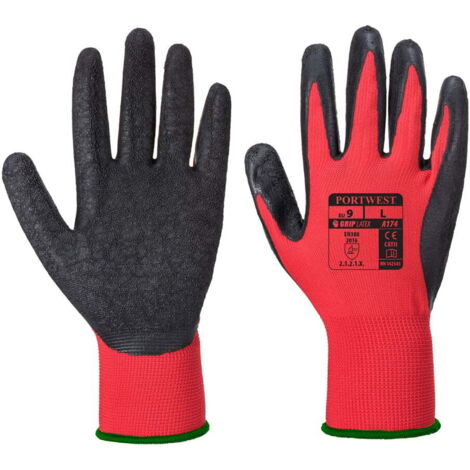 Guanti Rivestiti in Lattice Antiscivolo Flex Grip Rosso-Nero 10