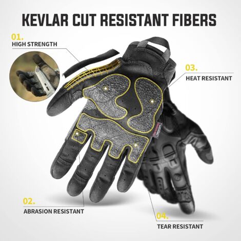 Guanti tattici militari, guanti da moto traspiranti compatibili con touchscreen per uomo e donna, guanti antitaglio militari in Kevlar per softair, paintball, airsoft, motocross, escursionismo (L)