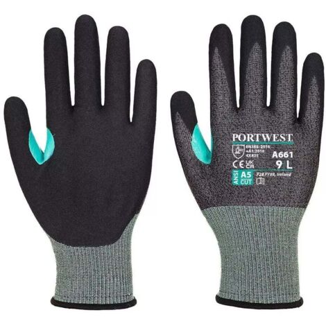 Guanto ant taglio in schiuma nitrile Vhr18 colore: nero taglia XS - Portwest