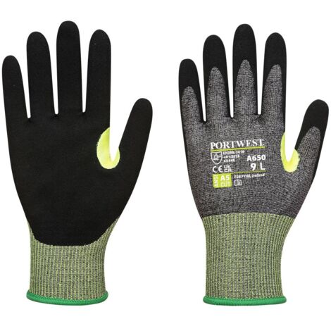 Guanto ant taglio rivestito in schiuma nitrile VHR15 colore: grigio/nero taglia L - Portwest